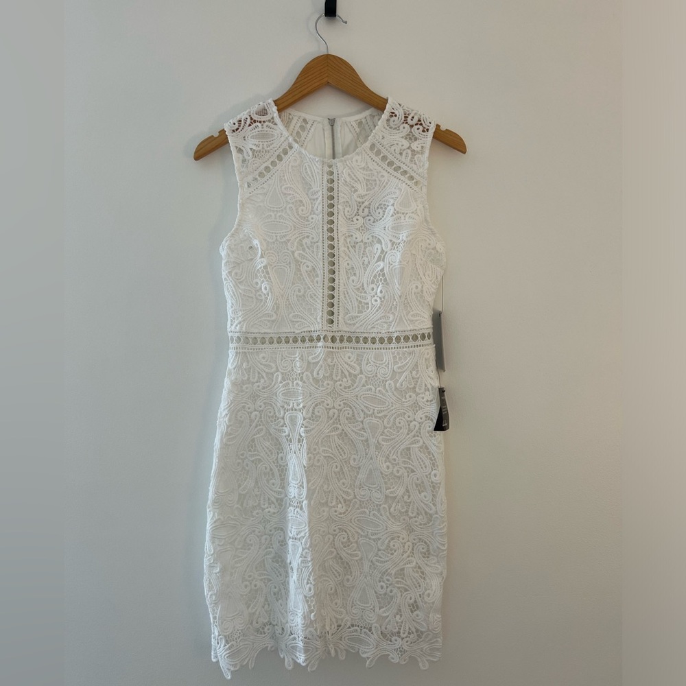 White Bridal Lace Mini Dress